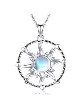 925 Sterling Silver Sun Moon Pendant Necklace Wiccan Viking Jewelry Unisex